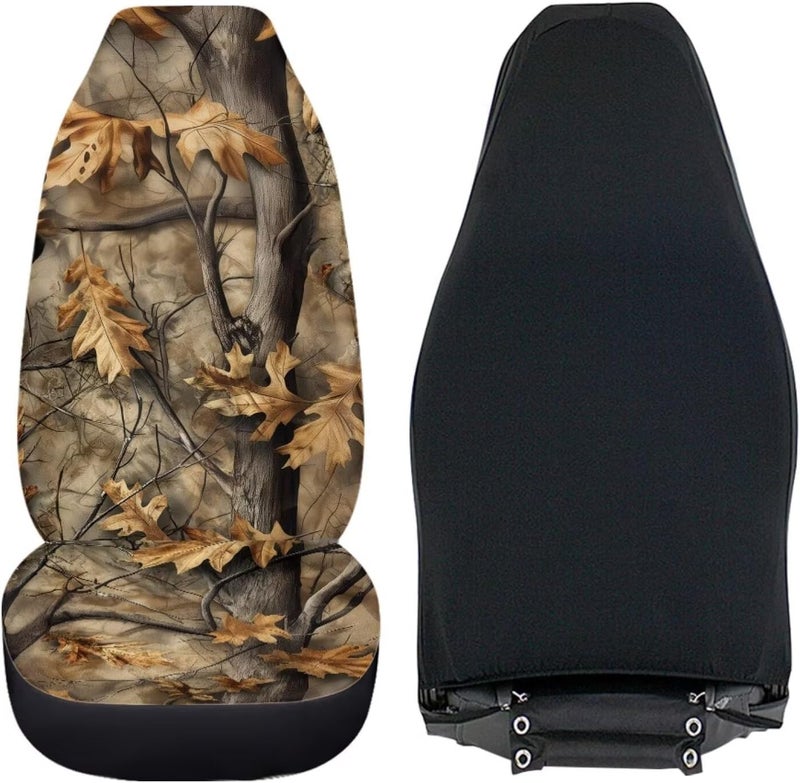 Howilath 2 Piece Car Front Seat Covers Set Anti-Slip Camo Oak Hunting Wood Auto Seats Protector Interior Accessories Fit SUV Sedan Truck - Image 4